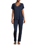 Livia Lace-Trim Pajama Set