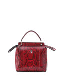 Dotcom Medium Painted Python Satchel Bag, Bordeaux