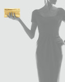 Small Double-Flap Clutch Bag, Gold Mirror