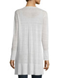 V-Neck Button-Front Long Sheer Hemp Cardigan