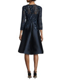 Sequined-Bodice Fit-&-Flare Cocktail Dress