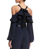 Nola Cold-Shoulder Jumpsuit, Navy