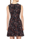 Boulder-Print Fit & Flare Dress, Multi