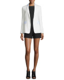 Windsor Crepe Contrast-Trim Blazer, White