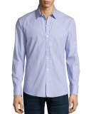 Miniature-Square Long-Sleeve Sport Shirt, Blue