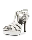 Tribute Leather 105mm Platform Sandal, Blanc Craie