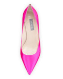 Katrina Satin Pointed-Toe Pump, Fuchsia