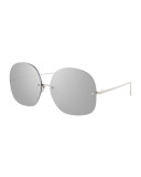 Rimless Oversized Square Sunglasses, White Gold