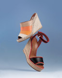 Whelan Crisscross Check Wedge Sandal, Dark Umber Brown