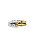 Labyrinth Single-Loop Ring with Diamonds and Gold