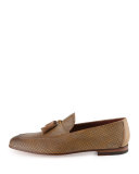 Perforated Leather Tassel Loafer, Tan