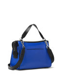 Ingrid Medium Leather Shoulder Bag, Electric Blue/Black