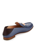 Studded Leather Faces Moccasin, Mirto/Cotton Candy/Bordeaux