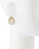 18k Moderne 3-Ring Pave Diamond Earrings, 1 1/8"
