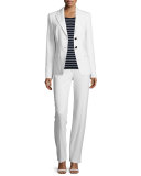 Long-Sleeve Two-Button Blazer, Off White