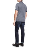 Fine-Stripe Pocket Polo Shirt, Navy