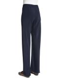 High-Waist Straight-Leg Pants, Navy