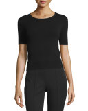 Short-Sleeve Round-Neck T-Shirt, Black