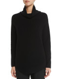 Side-Zip Ribbed Turtleneck Sweater