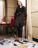 Mink Fur Oversized-Collar Coat