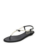 Pearly & Crystal Thong Sandal, Black