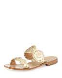 Lauren Double-Strap Metallic Sandal, Gold