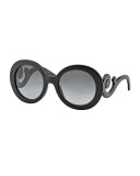 Gradient Round Scroll Sunglasses, Black