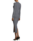 Lilyara Volt Henley Midi Dress, Navy Mix