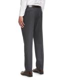 Parker Flat-Front Sharkskin Trousers, Navy