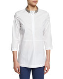 3/4-Sleeve Shirt W/ Taupe Trim 
