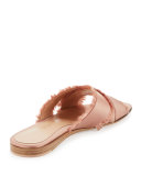 Satin Crisscross Fringe Slide Sandal