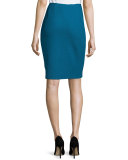 Textural Twill Pencil Skirt, Baltic Blue
