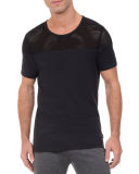 Mesh Panel Textured Jersey T-Shirt