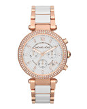  Mid-Size Rose Golden Stainless Steel Parker Chronograph Glitz Watch