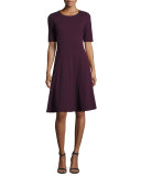 Half-Sleeve Fit-and-Flare Dress