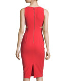 Riki Cutout Ponte Sheath Dress, Light Red