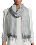 Hand-Loomed Wool/Silk Pathways Scarf, Pewter
