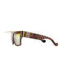 Shady Sunglasses with Visor, Glitter Leopard