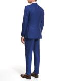 Solid Super 160s Wool Two-Piece Suit, High Blue