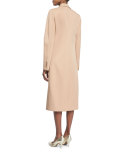 Long Open-Front Wool Coat, Suntan