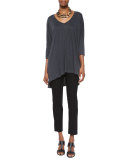 Washable Stretch Crepe Cropped Pants 