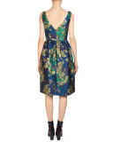 Dora Floral Jacquard V-Neck Dress