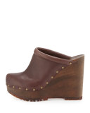 Clive Studded Leather Clog, Brown Mousse