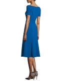 Short-Sleeve Stretch Jersey Midi Dress, Shoreline