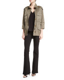Cristii 3/4-Sleeve Button-Front Coat, Fatique