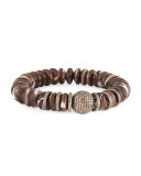 10mm Brown Mother-of-Pearl Bracelet with Diamonds
