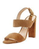 Kahn Suede Double-Band Sandal, Beige