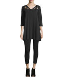 Stretch Jersey Ankle Leggings, Black 