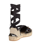 Adriana Beaded Espadrille Flat, Black