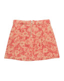 Abstract Floral Tweed Skirt, Pink, Size 4-8